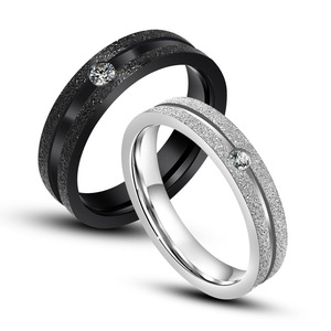 Frosted Diamond Encrusted <b>Couple</b> <b>Rings</b> Titanium Steel Valentine's Day Gift Unisex Jewelry SA543 - Product Image 1