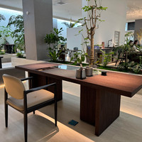 Nouvelle table à thé en bois de noyer noir de style chinois, table à thé en bois massif avec dalle de granit haut de gamme, adaptée au salon, à un usage domestique