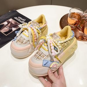 Basket Femme Chic OEM/ODM Thick Sole Running <b>Shoe</b> Pink/Green Chunky Platform 2025 Women Sneakers - Product Image 2