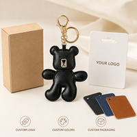 Porte-clés ours brodé fait main en cuir PU, pendentif animal mignon, breloque de sac, accessoire de sac à main, cadeau de vacances