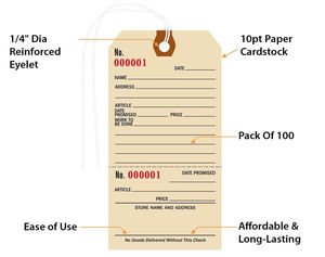 Étiquettes de réparation numérotées séquentielles personnalisées avec ficelle Étiquettes de réparation en carton pour l'entretien de l'équipement Étiquettes d'<span class=keywords><strong>avis</strong></span> de prix avec talon - Product Image 6
