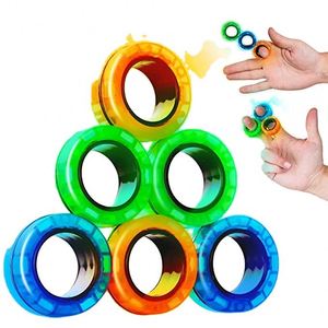 Magnetic <b>Ring</b> Fidget Toy for Adults and Kids Luminous Stress Relief Finger <b>Magnet</b> Made of Durable Plastic - Product Image 1