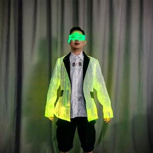 Traje de fibra óptica para actuación occidental; Colorido traje de bar y club nocturno para organizar bebidas; Maestro de ceremonias en el sitio Co - Product Image 3