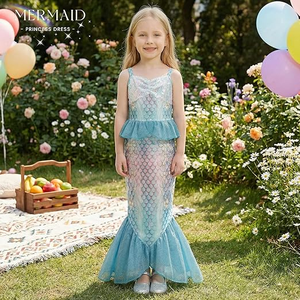 Costume bleu ciel MS - Petite Sirène avec bijoux et sac, robe de princesse pour filles, cadeau d'anniversaire 3-12 ans - Product Image 3