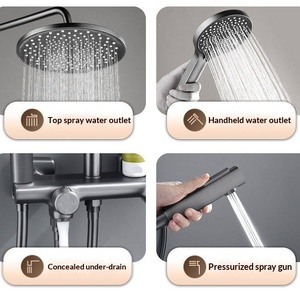 Ensemble de <span class=keywords><strong>douche</strong></span> mural à énergie <span class=keywords><strong>solaire</strong></span> à poignée unique en cuivre Qingshiya avec barre coulissante pour salle de bain - Product Image 5