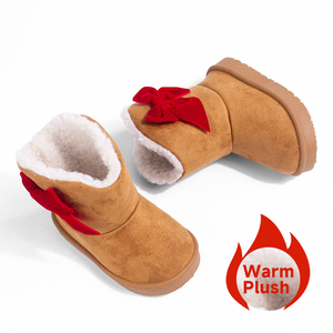 Stivali <span class=keywords><strong>da</strong></span> <span class=keywords><strong>Neve</strong></span> per Bambine Personalizzati all'Ingrosso, Fodera in Peluche, Tomaia in Camoscio, Suola in TPR Antiscivolo, Slip-On, Colore Cammello, 4-6 Anni - Product Image 2