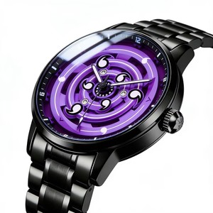 Drop Shipping Creative Sharingan Rotating Quartz Sports <b>Watch</b> Seiko Movement 22mm Band Alloy <b>Case</b> Black Unisex Gift - Product Image 6