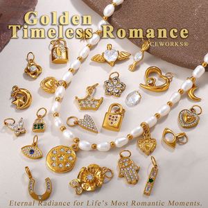 金色永恒的浪漫 | 18K PVD镀金不锈钢高品质DIY珠宝制作魅力 | 防水吊坠 - Product Image 1