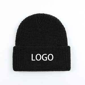 Cappello a cuffia in maglia Unisex con Logo personalizzato invernale caldo Unisex in bianco semplice in acrilico con risvolto - Product Image 6