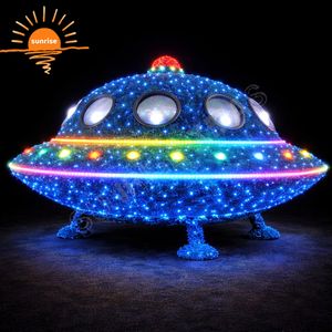 Décorations de Noël : sculpture géante de planète en forme d'anneau LED, motif lumineux sur le thème de l'espace, installation lumineuse pour festival en extérieur - Product Image 5