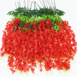 Flores Artificiales de Glicinia Kaidi de 100cm-200cm, Guirnaldas de Flores de Seda para Decoración de Bodas y Hogar - Product Image 1