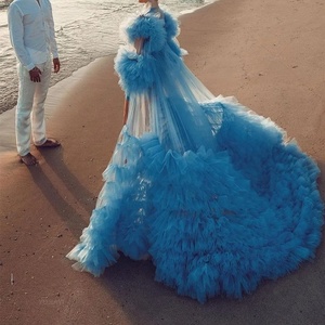 Robe de maternité en tulle à manches bouffantes pour séance photo de mariage printemps 2026, <span class=keywords><strong>cape</strong></span> de plage pour séance photo de grossesse - Product Image 3