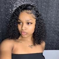 Perruques Lace Front Courtes Bob Pixie Cut en Cheveux Humains Brésiliens Bruts Frisés et Bouclés Pas Chères pour Femmes Noires