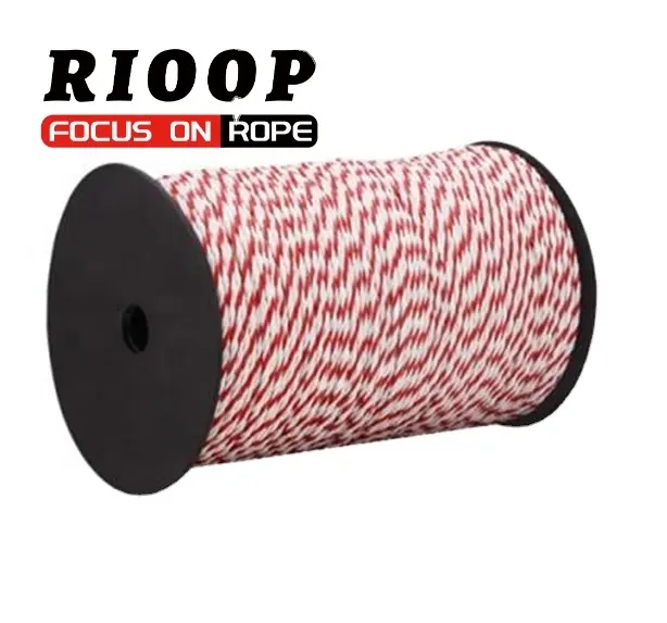 RIOOP 휴대용 전기 울타리 로프 1mm 2mm 3mm 전기 울타리 테이프 10mm 15mm 25mm 전기 폴리 브레이드 와이어