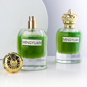 Eau de Parfum cristalline 90ml, flacon de parfum vertical côtelé de luxe avec bouchon à couronne dorée, <span class=keywords><strong>verre</strong></span> transparent - Product Image 3