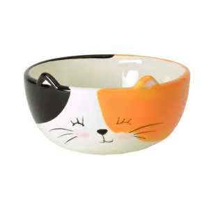 Cute Cat Design Pet Supplies Gift Ceramic Cat Bowl Food Water Feeder