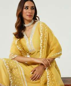 Lourd Chanderi soie mariage Kurta ensemble pour femmes femmes lourd Chanderi soie Kurti avec Choli Bottomwear tissu Chanderi soie - Product Image 4