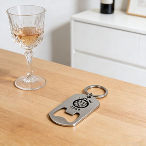 Llavero Abridor de Botellas de Metal y Cuero, Regalo de Recuerdo para el Día del Padre, Abridor de Botellas de Acero Inoxidable Grabado con Láser - Product Image 5