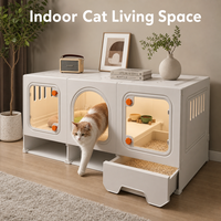 Cage pour chat en fer et plastique, facile à nettoyer, avec bac à litière intégré, multi-compartiments, 1 ou 2 niveaux, 105x45x52cm, vente en gros