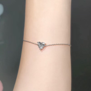 <span class=keywords><strong>Bracelet</strong></span> tennis cœur en diamant de laboratoire Pt950 Platine, délicat, frais, minimaliste, simple, pour femme, bijou raffiné, cadeau - Product Image 5