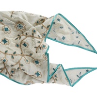 Foulard triangulaire brodé floral bohème pour femme, en coton et lin, accessoire de cheveux vintage multi-usage pour les vacances