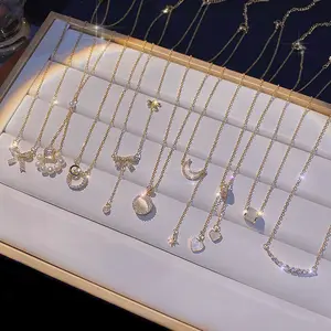 Корейская модная золотая цепочка из нержавеющей стали до ключиц бабочка Жемчужное ожерелье женское ювелирное изделие