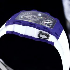 High Precision Tech Sport Waterproof Multi-function Tourbillon Automatic Mechanical <b>Watch</b> Men Purple Carbon Fiber Tonneau <b>Case</b> - Product Image 2