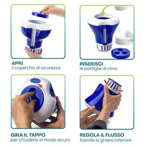 Dispensador de Cloro Flotante con Termómetro 17x19 Cm Flujo Ajustable para Piscinas - Product Image 4