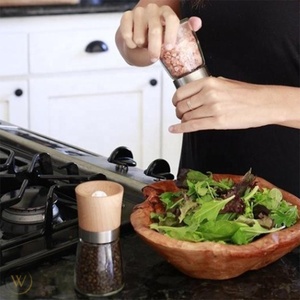 Offre Spéciale de cuisine blanc réglable Shaker moulins à verre en bois bambou moulin à sel et poivre en vrac ensemble avec joint - Product Image 3