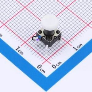TSA06131-100B332BA-003E Tactile Switch Through hole-4P,6.1x6.1mm Switch Single Pole Single Throw Round Button 1.8N 6.1mm - Product Image 1