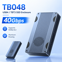 Boîtier SSD M.2 double protocole USB4 NVMe SATA 40 Gbps avec ventilateur de refroidissement intégré Thunderbolt 3 en aluminium pour disque dur externe