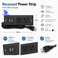 Gizli Gömme Masa Üstü Priz Çoklayıcı, Uzatma Kablolu, 2 AC Priz ve 2 USB-A Girişi, 1.5m Kablo