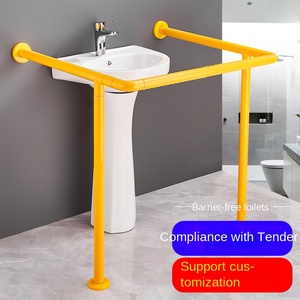 L-förmiger Bodenmontierter Waschbecken-Haltegriff, Rutschfester Badezimmer-Sicherheitshandlauf für Ältere und Behinderte - Product Image 4