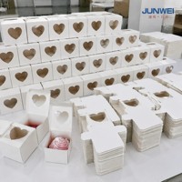 Boîte à dessert jetable en carton avec poignée et fenêtre transparente pour gâteau, emballage personnalisé pour boulangerie (recyclé)