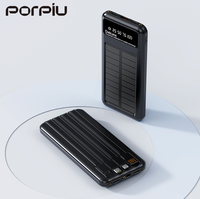 Batterie externe solaire portable PORPIU pour l'extérieur, charge rapide PD22.5W, haute qualité, 10000mAh, avec affichage LED intégré à quatre fils
