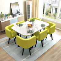 Ensemble de table à manger ronde en marbre luxueux pour l'extérieur 2026, 6 places avec 4 chaises