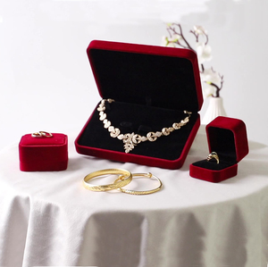 Wholesale Factory OEM ODM Gray Flocked Velvet Jewelry <b>Box</b> Set Custom Logo <b>Ring</b> Earring Necklace Luxury Gift Packaging <b>Ring</b> <b>Box</b> - Product Image 1