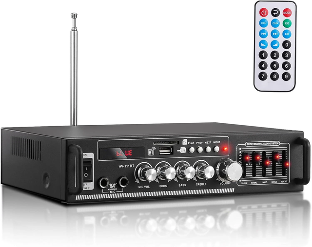 AV-111BT Hifi 120W 2.0 Subwoofer Amplifier For Home Karaoke High-Power Professional Stage Amplifier 5-Band EQ Audio Amplifier