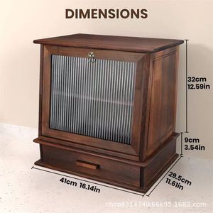 Retro wooden double-layer bread box, <b>kitchen</b> corner baking food storage box, household multi-functional snack storage box - Product Image 3