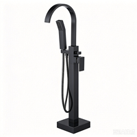 Meilleures ventes : Ensemble de douche et mitigeur de baignoire en laiton doré brossé, monocommande, avec cascade douce, pour salle de bain d'appartement, sur pied