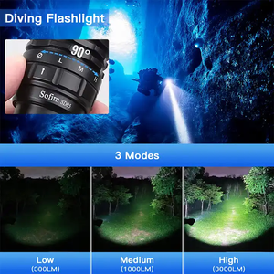 Venta directa de fábrica Alta calidad 3000lm Antorcha subacuática de lanzamiento largo Linterna DE BUCEO multifunción de larga duración - Product Image 4