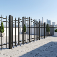 Clôture en acier tubulaire préfabriquée de qualité supérieure, design grillagé personnalisé, avec pointes en acier pressé, piquets en métal noir tubulaire