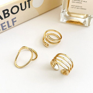 Wholesale Waterproof 18K Gold Plated <b>Adjustable</b> Size Custom Simple Glossy <b>Rings</b> - Product Image 6