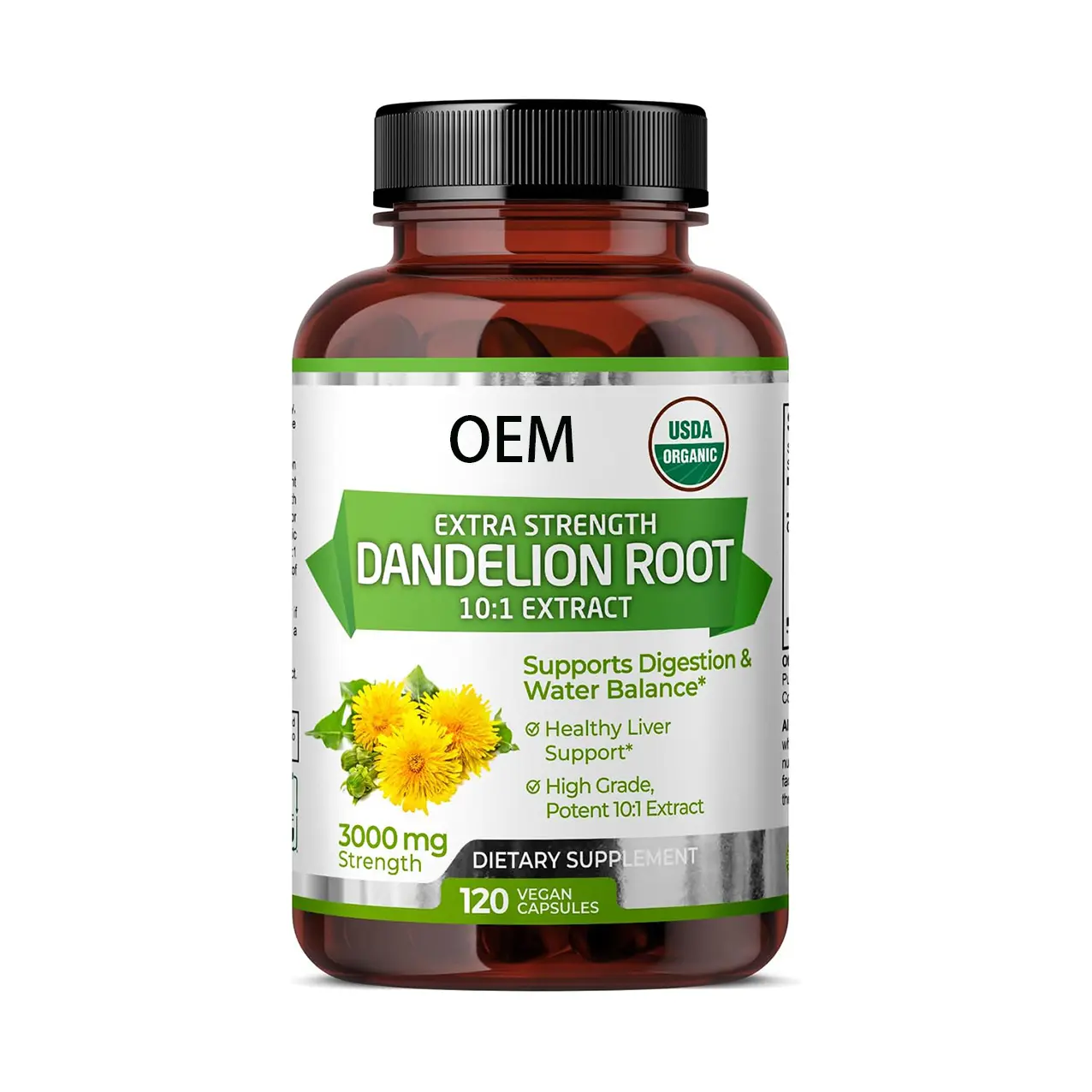OEM Private Label Liver Support Dandelion Root Extract Giant Dandelion Root 3000mg Dandelion Capsules