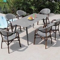 Table et chaises en métal rotin de style moderne Paris Bistro Mobilier d'extérieur antirouille pour la cuisine