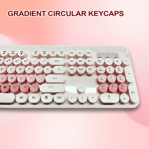 104 Phím Kích Thước Đầy Đủ Có Thể Sạc Lại 2.4G Không Dây Gradient Màu Hồng PC Bàn Phím Không Dây Và Chuột Combo Với Vòng Keycap Phím Số - Product Image 4