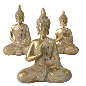 Grande Statue Bouddha Thaï Doré - 48 Cm - Résine - Décoration Ethnique