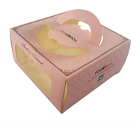 Cajas de papel personalizadas para pastel rosa, embalaje para pasteles, ventana, comida, cartón, pastel, panadería, queso de madera