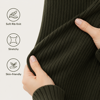 Robe de maternité et d'allaitement côtelée en maille, manches longues, avec ouverture pour l'allaitement, style moulant mi-long, vente en gros d'usine, OEM ODM
