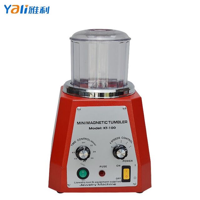 220V 200W Mini KT-100 Magnetic Tumbler Polisher Gold Silver Polishing Machine for Jewelry Buffing Finishing,Rotary Tumbler